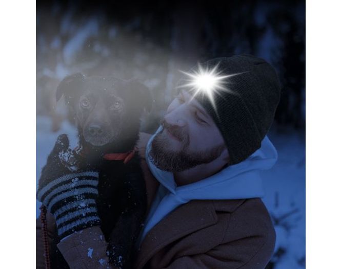Hovedbilde Strikkelue/Beanie med LED lys