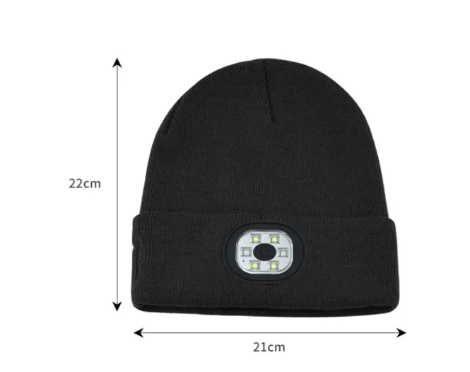Hovedbilde Strikkelue/Beanie med LED lys