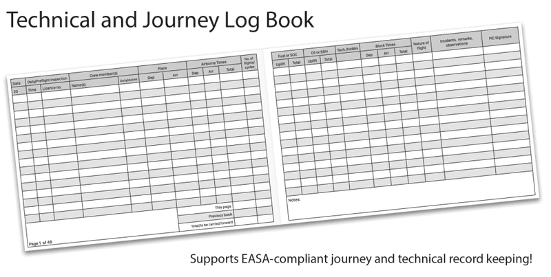 Fartøyjournal (reisedagbok for luftfartøy)/Technical and Journey Log Book